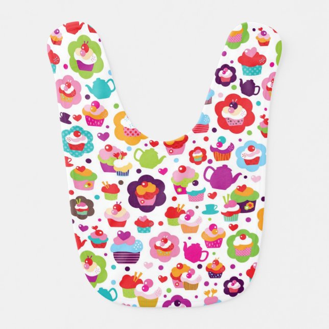 Cute cup cake and tea pot bib (Front)