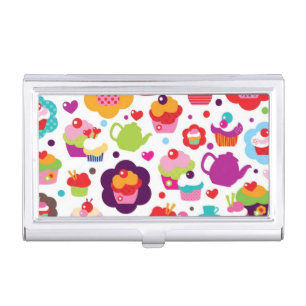 Cute cup cake and tea pot case for business cards
