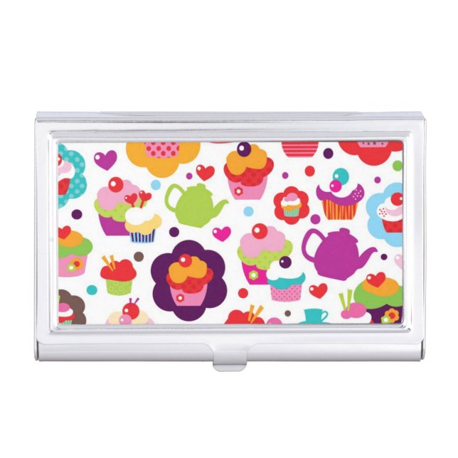 Cute cup cake and tea pot case for business cards (Front)
