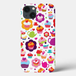 Cute cup cake and tea pot iPhone 13 case