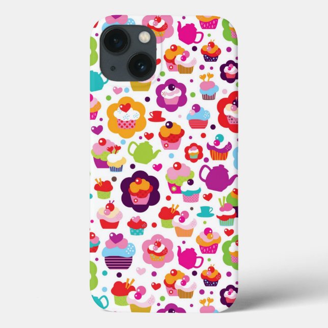 Cute cup cake and tea pot Case-Mate iPhone case (Back)