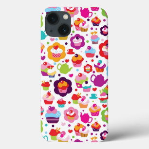 Cute cup cake and tea pot iPhone 13 case