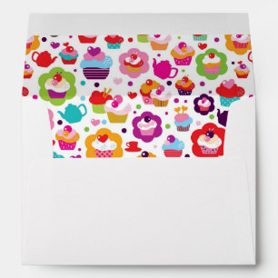 Cute cup cake and tea pot envelope