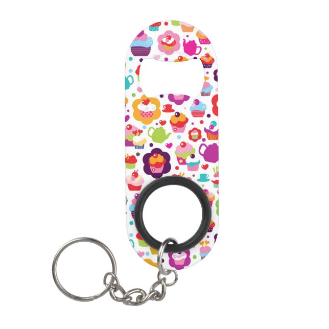 Cute cup cake and tea pot keychain bottle opener (Front)