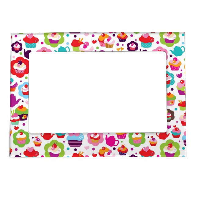 Cute cup cake and tea pot magnetic photo frame (Front)