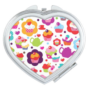 Cute cup cake and tea pot makeup mirror