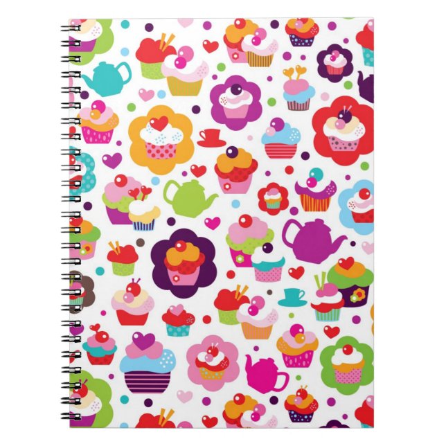 Cute cup cake and tea pot notebook (Front)
