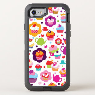Cute cup cake and tea pot OtterBox defender iPhone SE/8/7 case