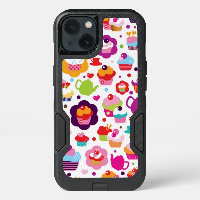 Cute cup cake and tea pot otterbox iPhone case (Back)