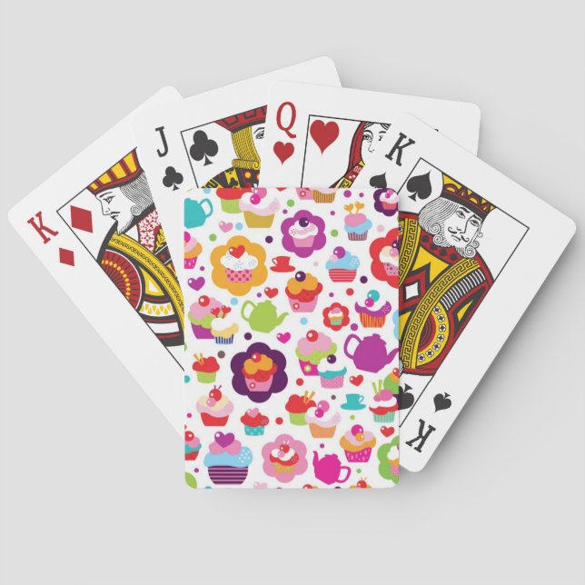 Cute cup cake and tea pot poker cards (Back)