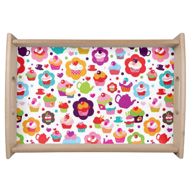 Cute cup cake and tea pot serving tray (Front)
