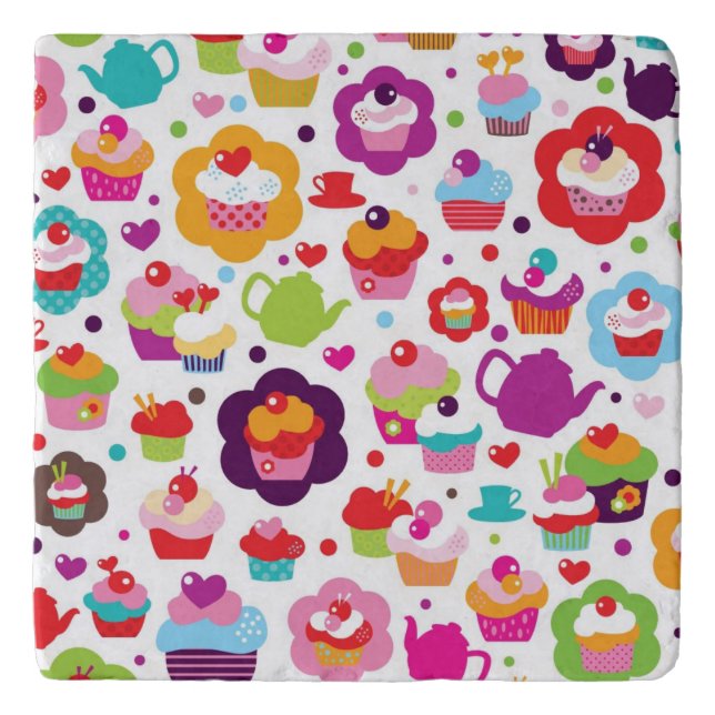 Cute cup cake and tea pot trivet (Front)