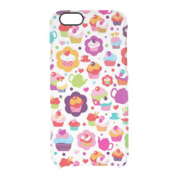 Cute cup cake and tea pot clear iPhone 6/6S case
