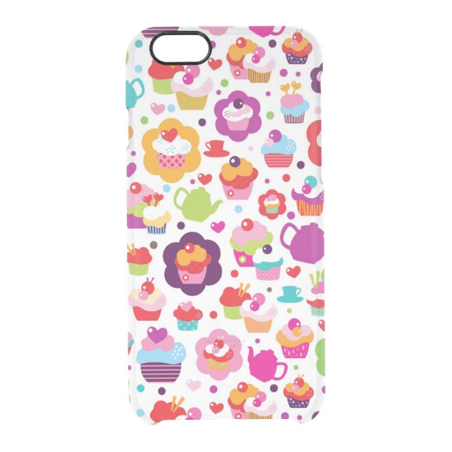 Cute cup cake and tea pot uncommon iPhone case (Back)