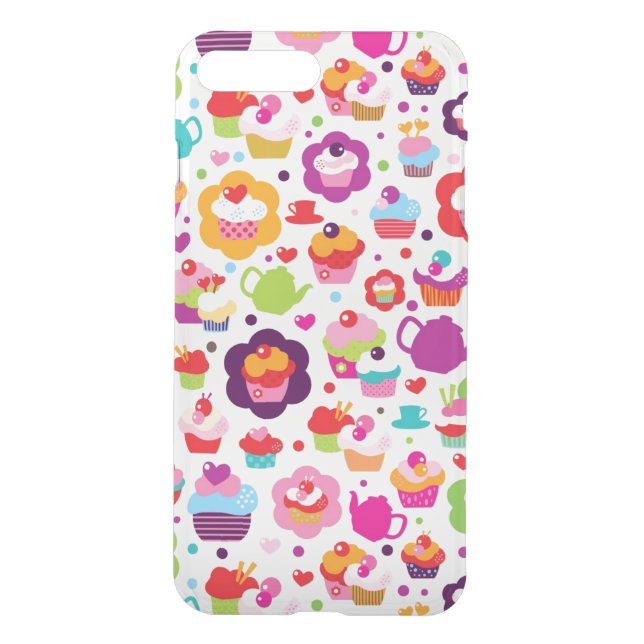 Cute cup cake and tea pot uncommon iPhone case (Back)