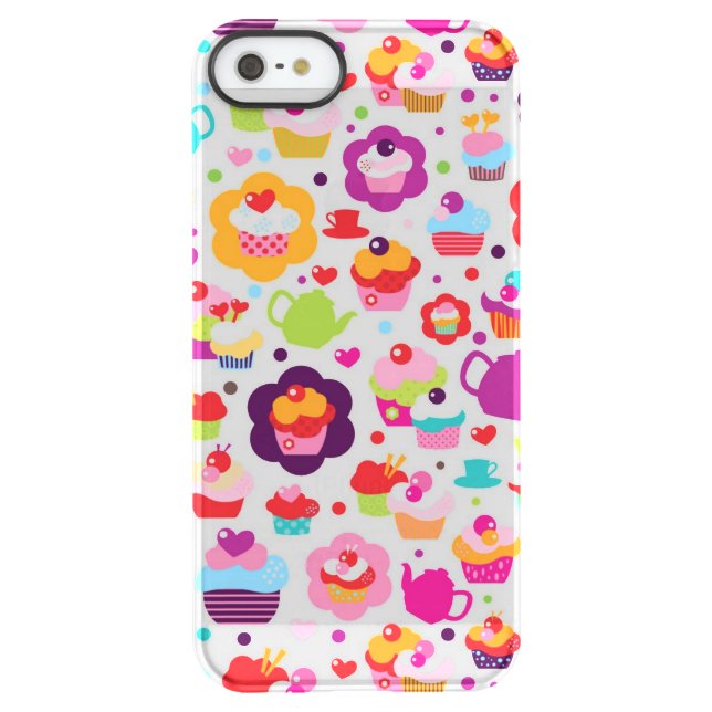 Cute cup cake and tea pot uncommon iPhone case (Back)