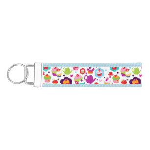 Cute cup cake and tea pot wrist keychain