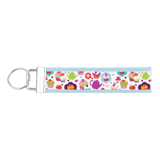 Cute cup cake and tea pot wrist keychain (Keys on Left)