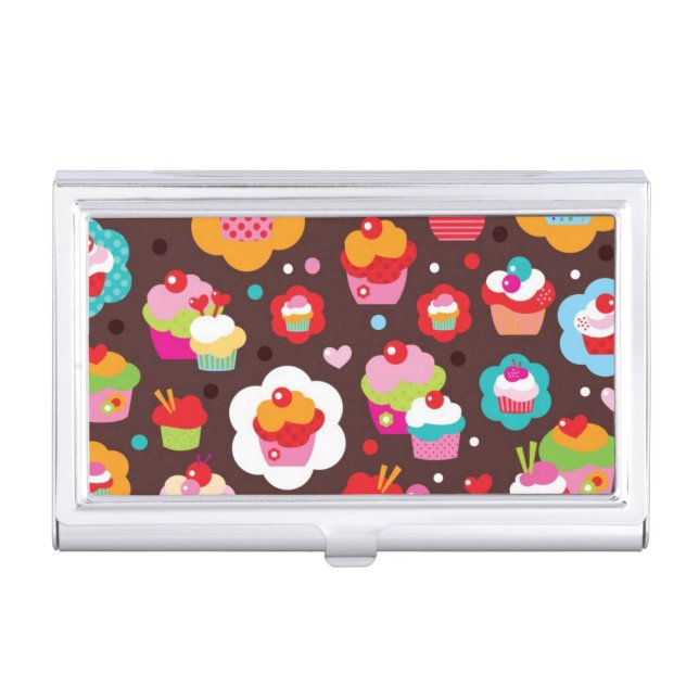 Cute Cup Cake Pattern Business Card Holder (Front)