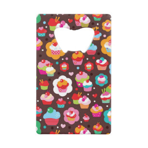 Cute Cup Cake Pattern Credit Card Bottle Opener