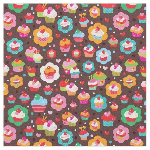 Cute Cup Cake Pattern Fabric
