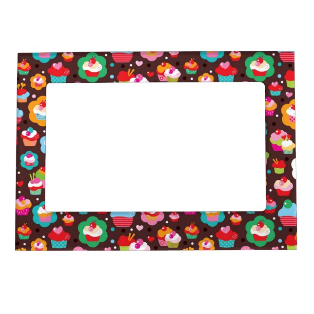 Cute Cup Cake Pattern Magnetic Frame (Front)