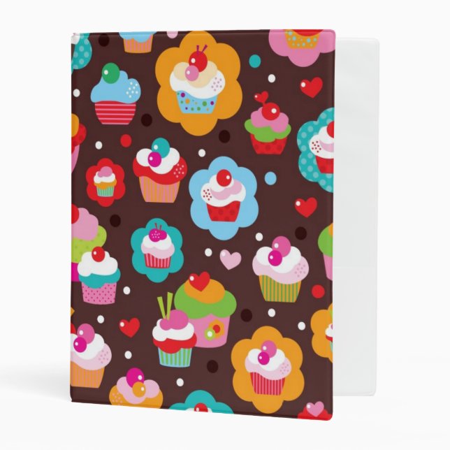 Cute Cup Cake Pattern Mini Binder (Front/Inside)