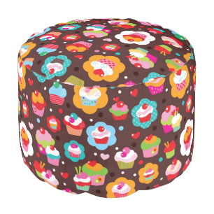 Cute Cup Cake Pattern Pouf