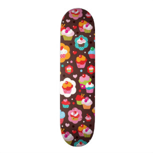 Cute Cup Cake Pattern Skateboard Deck