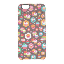 Cute Cup Cake Pattern Clear iPhone 6/6S Case