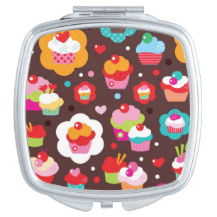 Cute Cup Cake Pattern Vanity Mirror