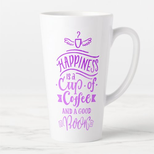 Cute Cup of Coffee Quote Purple Calligraphy Tall