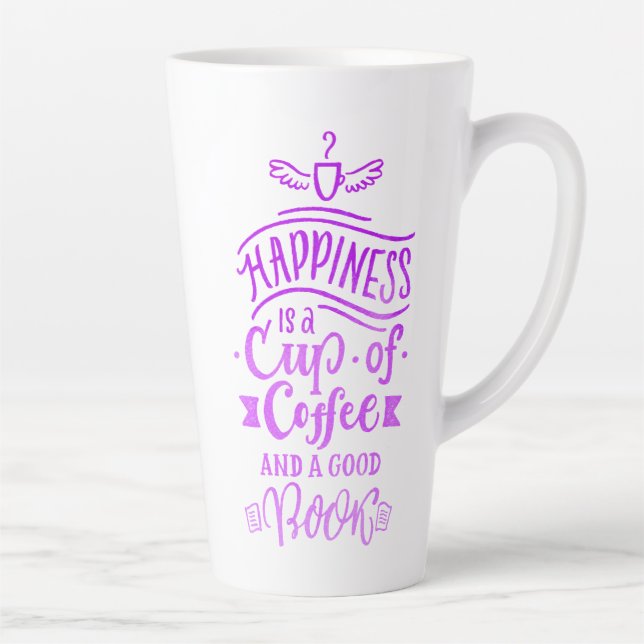 Cute Cup of Coffee Quote Purple Calligraphy Tall (Right)