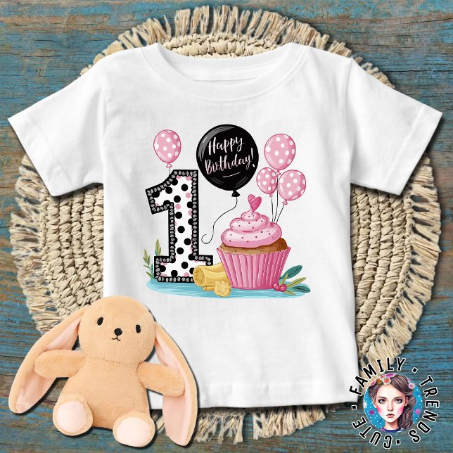 Cute Cupcake 1st birthday Baby T-Shirt (Creator Uploaded)