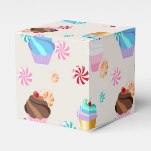 Cute Cupcake and Candy Pattern for Birthday Party Favor Boxes