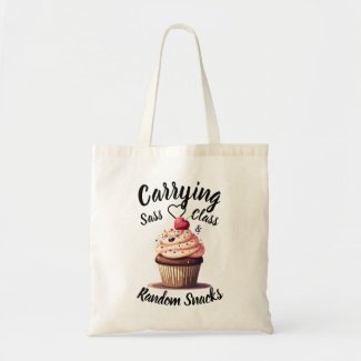Cute Cupcake and Customizable Typography Tote Bag
