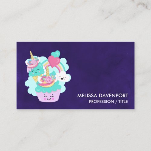 Cute Cupcake and Happy Ice Cream Business Card