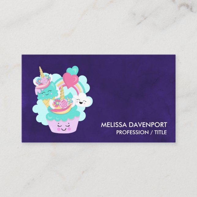 Cute Cupcake and Happy Ice Cream Business Card (Front)