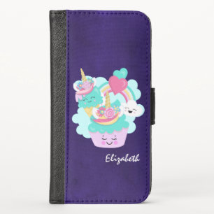 Cute Cupcake and Happy Ice Cream iPhone X Wallet Case