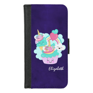 Cute Cupcake and Happy Ice Cream iPhone 8/7 Wallet Case