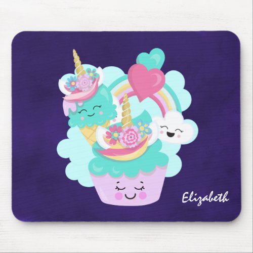 Cute Cupcake and Happy Ice Cream Mouse Pad