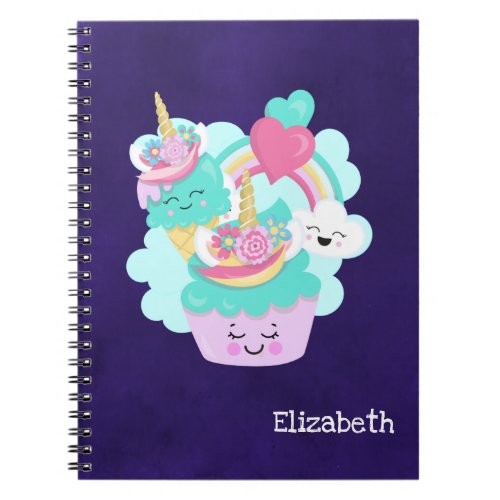 Cute Cupcake and Happy Ice Cream Notebook
