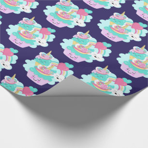 Cute Cupcake and Happy Ice Cream Pattern Wrapping Paper