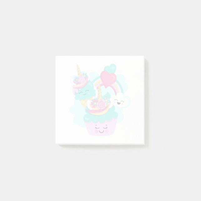 Cute Cupcake and Happy Ice Cream Post-it Notes (Front)