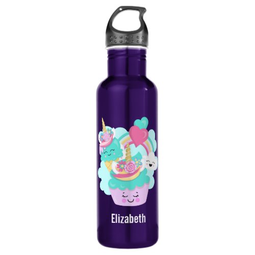 Cute Cupcake and Happy Ice Cream Stainless Steel Water Bottle