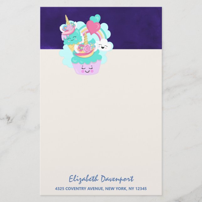 Cute Cupcake and Happy Ice Cream Stationery (Front)
