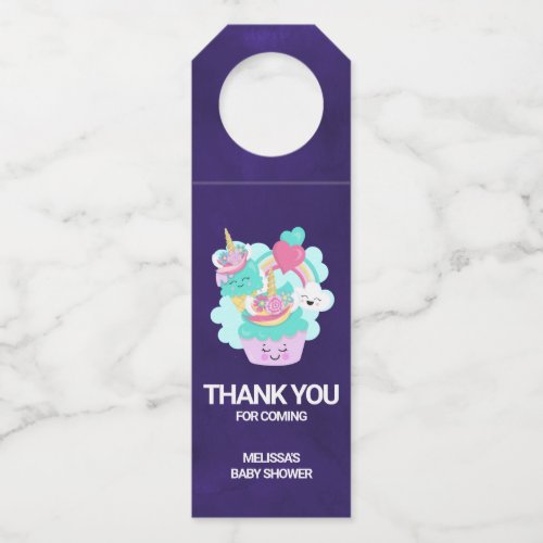 Cute Cupcake and Happy Ice Cream Thank You Bottle Hanger Tag