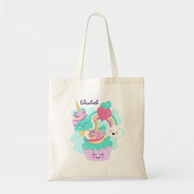 Cute Cupcake and Happy Ice Cream Tote Bag (Front)