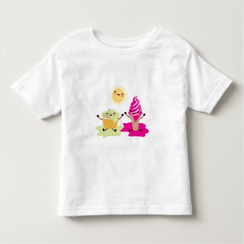 Cute Cupcake and Ice Cream Melting in the Sun Toddler T_shirt