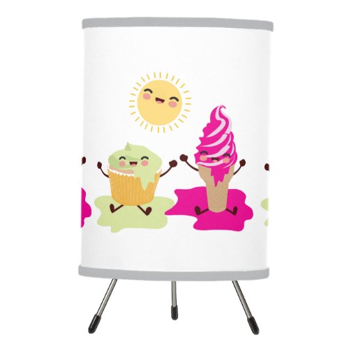 Cute Cupcake and Ice Cream Melting in the Sun Tripod Lamp
